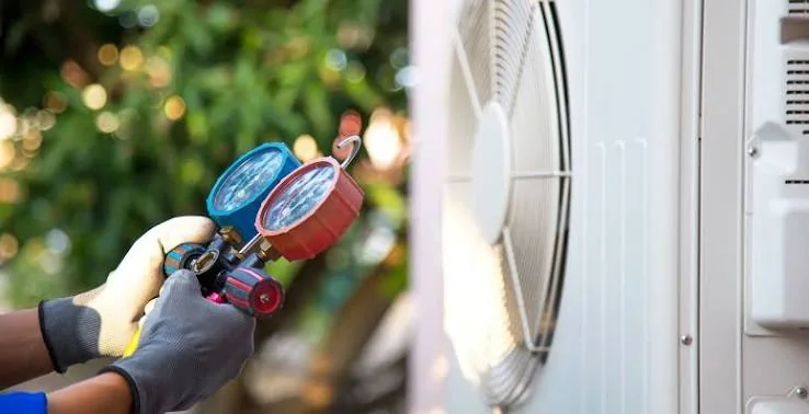 HVAC pressure gauges checking airflow system performance